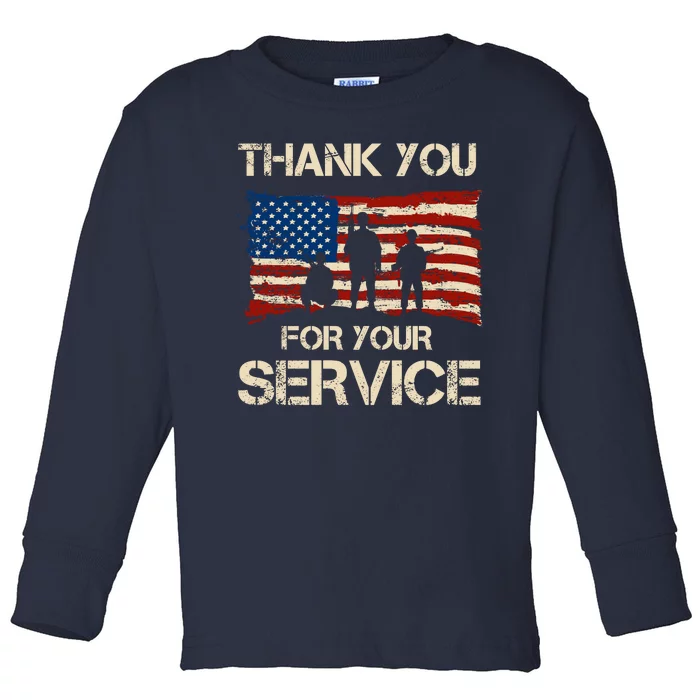 Thank You For Your Service Veterans Day Vintage USA Toddler Long Sleeve Shirt