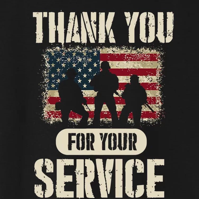 Thank You For Your Service Shirt, Patriotic Veterans Day Women's Crop Top Tee