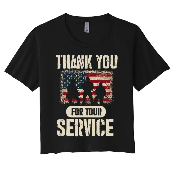 Thank You For Your Service Shirt, Patriotic Veterans Day Women's Crop Top Tee