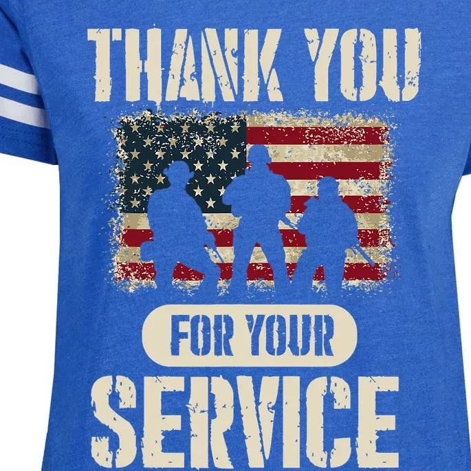 Thank You For Your Service Shirt, Patriotic Veterans Day Enza Ladies Jersey Football T-Shirt