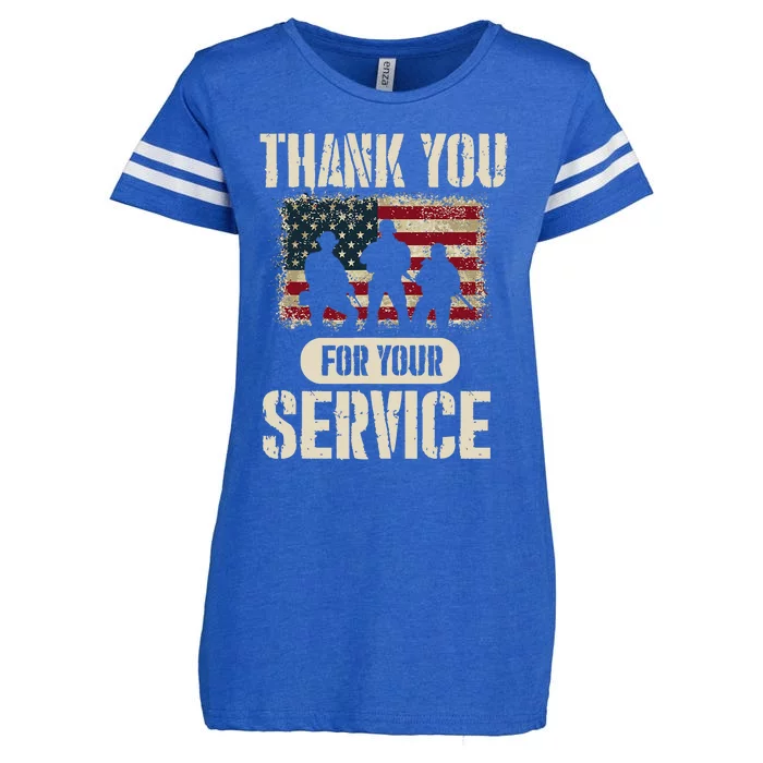 Thank You For Your Service Shirt, Patriotic Veterans Day Enza Ladies Jersey Football T-Shirt