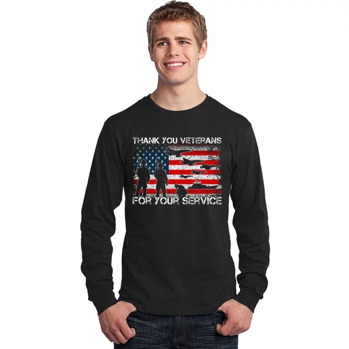 Thank You For Your Service Patriotic Thank You Veterans Day Tall Long Sleeve T-Shirt