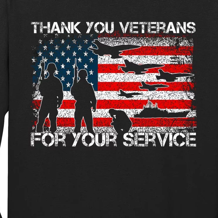 Thank You For Your Service Patriotic Thank You Veterans Day Tall Long Sleeve T-Shirt