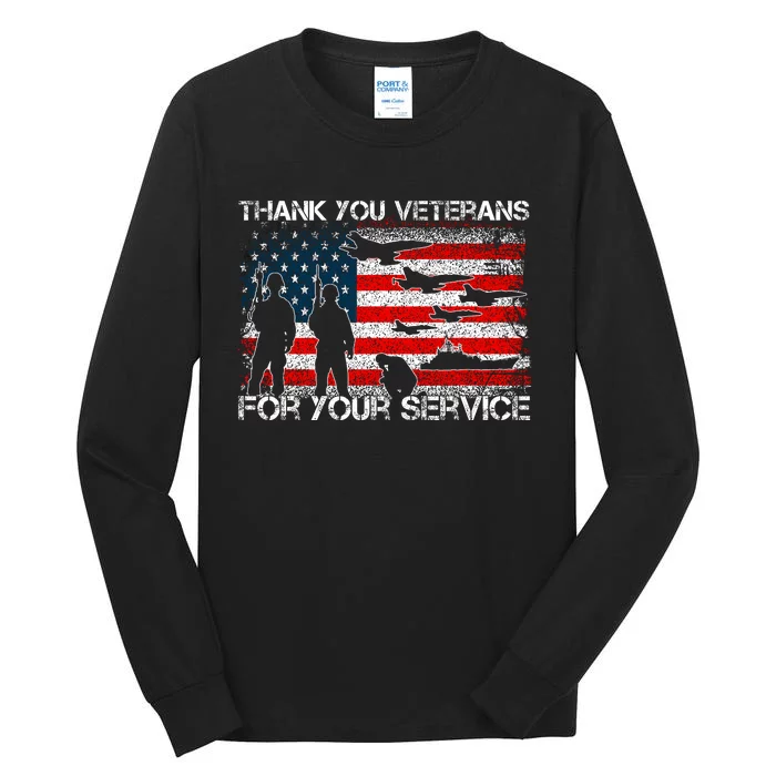 Thank You For Your Service Patriotic Thank You Veterans Day Tall Long Sleeve T-Shirt