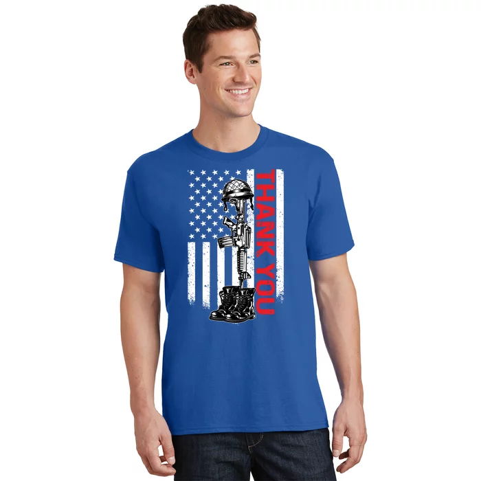 Thank You Flag Veterans 4th July Memorial Day Gift T-Shirt