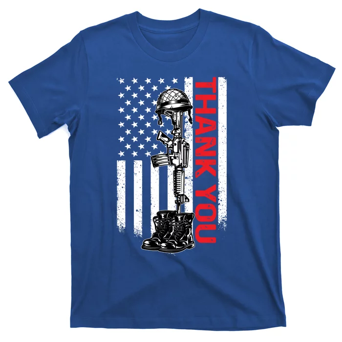 Thank You Flag Veterans 4th July Memorial Day Gift T-Shirt