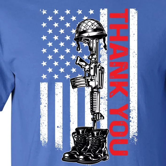 Thank You Flag Veterans 4th July Memorial Day Gift Tall T-Shirt