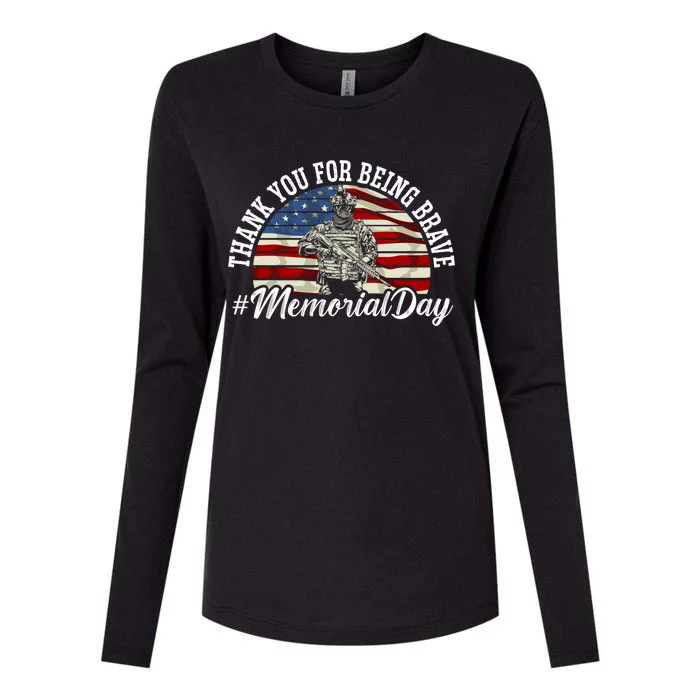 Thank You For Being Brave American Flag Memorial Day Gift Womens Cotton Relaxed Long Sleeve T-Shirt