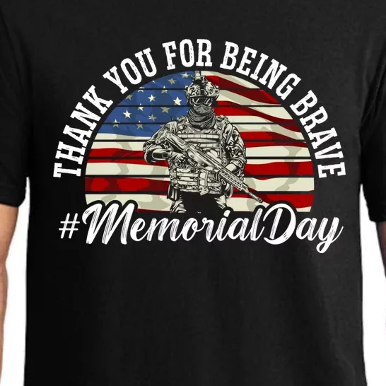 Thank You For Being Brave American Flag Memorial Day Gift Pajama Set