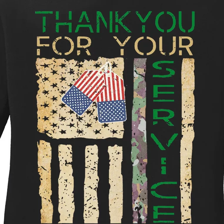 Thank You for your Service Soldier Camouflage Ladies Long Sleeve Shirt