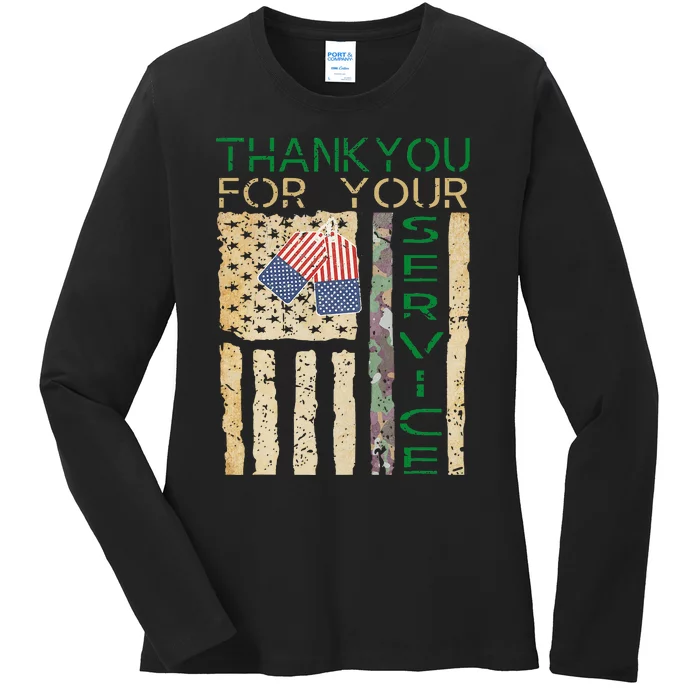 Thank You for your Service Soldier Camouflage Ladies Long Sleeve Shirt