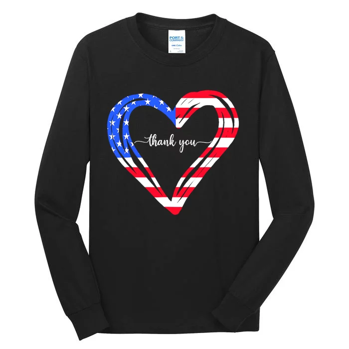 Thank You For Your Services Patriotic Heart Veterans Day Tall Long Sleeve T-Shirt