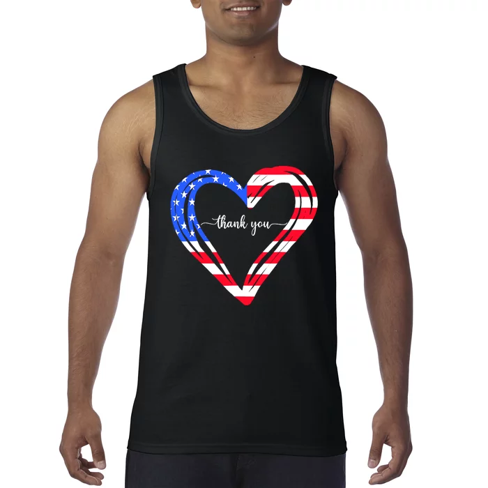 Thank You For Your Services Patriotic Heart Veterans Day Tank Top