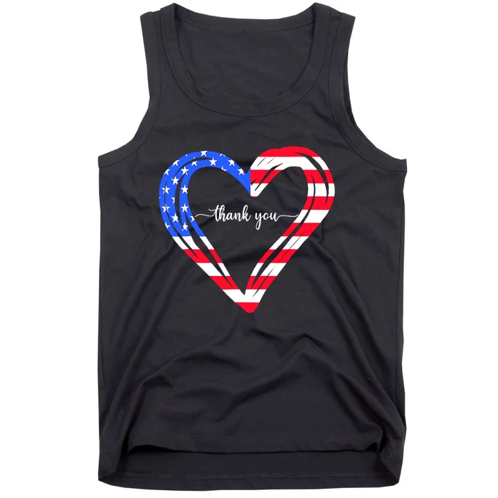 Thank You For Your Services Patriotic Heart Veterans Day Tank Top