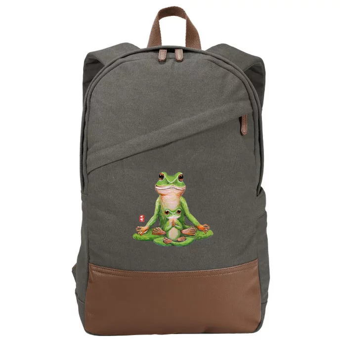 Two Yoga Frogs Meditation Yoga Animal Frogs Lover Gift Cool Gift Cotton Canvas Backpack