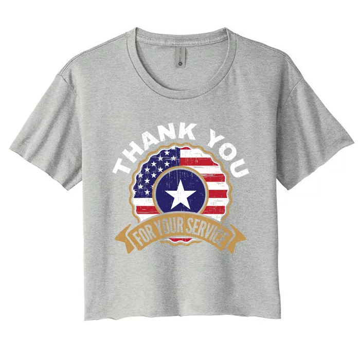 Thank You For Your Service Patriot Memorial Day Gift Cute Gift Women's Crop Top Tee