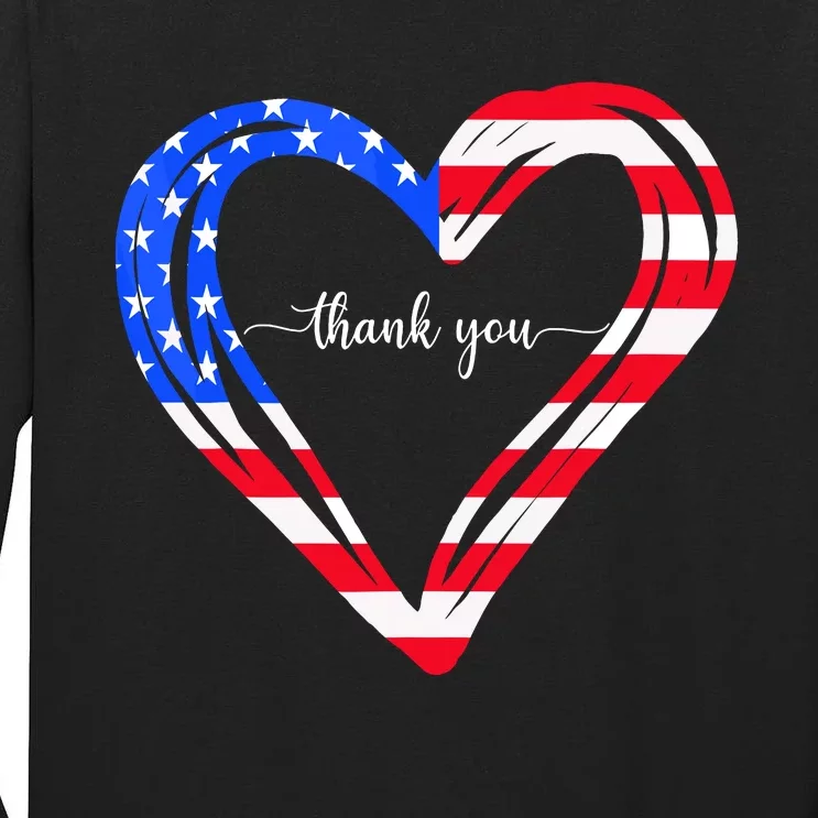 Thank You For Your Services Patriotic Heart Veterans Day Tall Long Sleeve T-Shirt