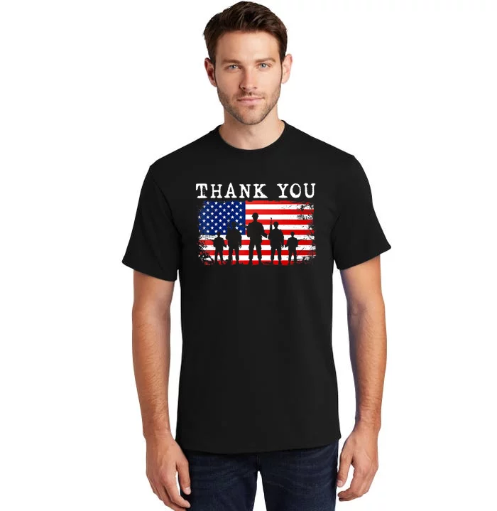 Thank You for your Service American Flag Patriotic Veterans Tall T-Shirt