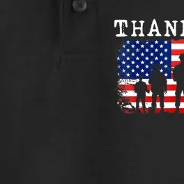 Thank You for your Service American Flag Patriotic Veterans Dry Zone Grid Performance Polo