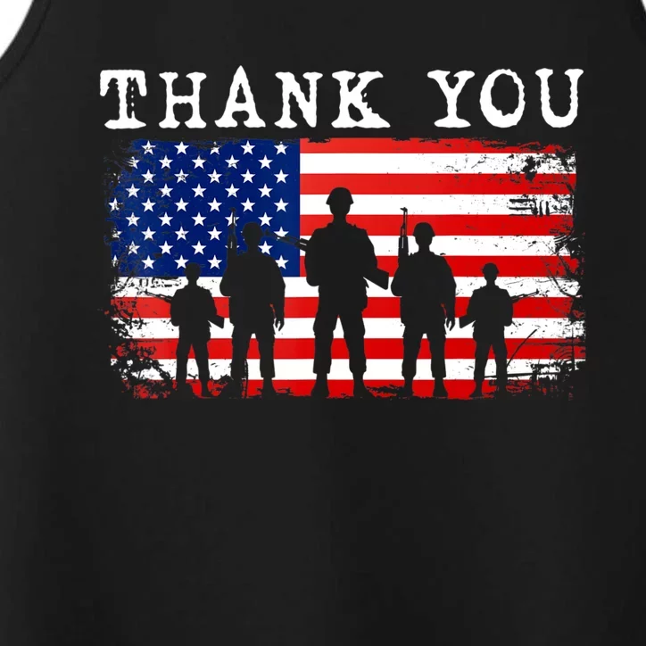 Thank You for your Service American Flag Patriotic Veterans Performance Tank