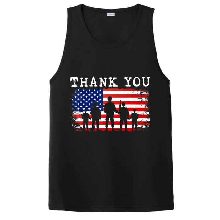 Thank You for your Service American Flag Patriotic Veterans Performance Tank