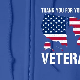 Thank You For Your Service Veterans Gift Veteran Day Gift Full Zip Hoodie