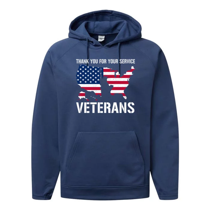 Thank You For Your Service Veterans Gift Veteran Day Gift Performance Fleece Hoodie