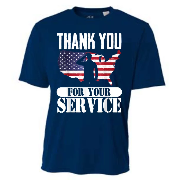 Thank You For Your Service Patriotic Veterans Day Cooling Performance Crew T-Shirt