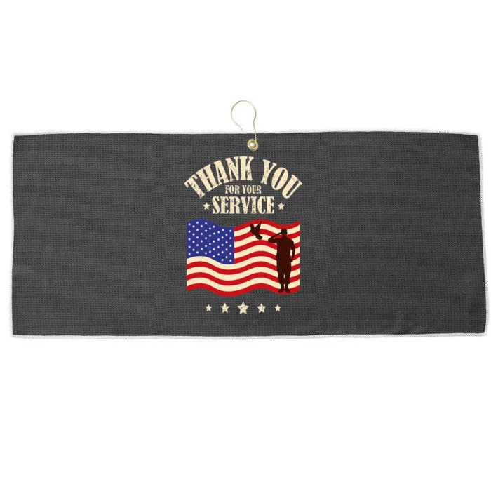 Thank you for your service veterans Large Microfiber Waffle Golf Towel