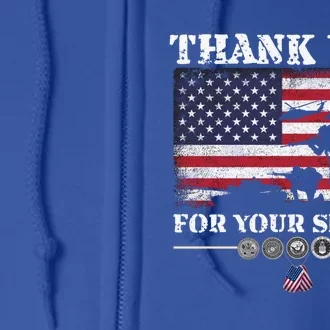 Thank You For Your Service American Flag Veterans Day Meaningful Gift Full Zip Hoodie