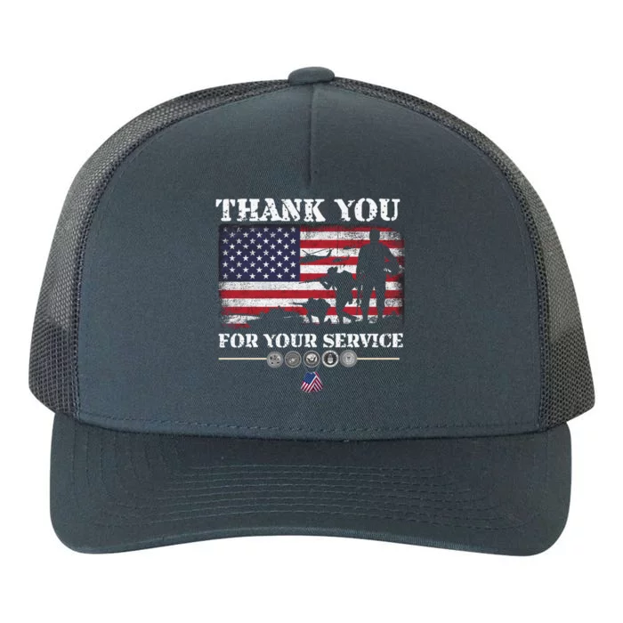 Thank You For Your Service American Flag Veterans Day Meaningful Gift Yupoong Adult 5-Panel Trucker Hat