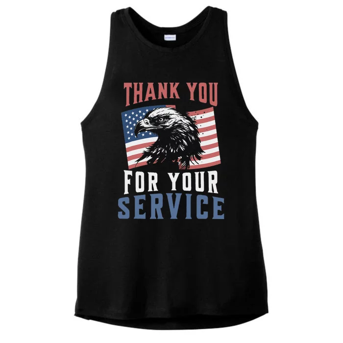 Thank You For Your Service Military Veterans Ladies Tri-Blend Wicking Tank