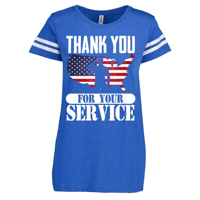 Thank You For Your Service Patriotic Veterans Day Enza Ladies Jersey Football T-Shirt