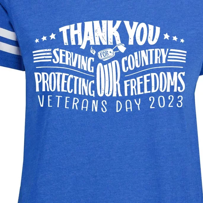 Thank You For Serving Our Country Protecting Our Freedoms Enza Ladies Jersey Football T-Shirt