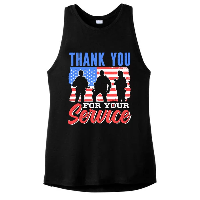 Thank You For Your Service Veteran Memorial Day Military Ladies Tri-Blend Wicking Tank