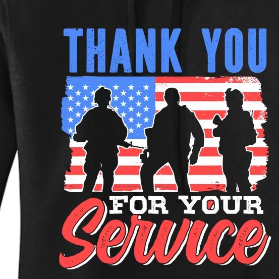 Thank You For Your Service Veteran Memorial Day Military Women's Pullover Hoodie