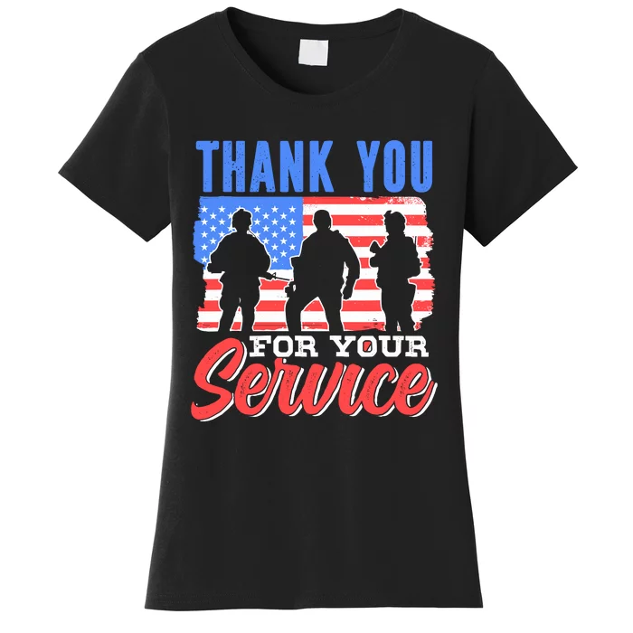 Thank You For Your Service Veteran Memorial Day Military Women's T-Shirt