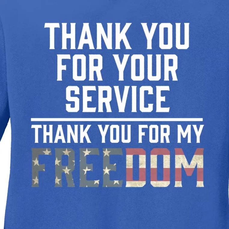 Thank You For Your Sacrifice God Bless America Veterans Gift Ladies Long Sleeve Shirt