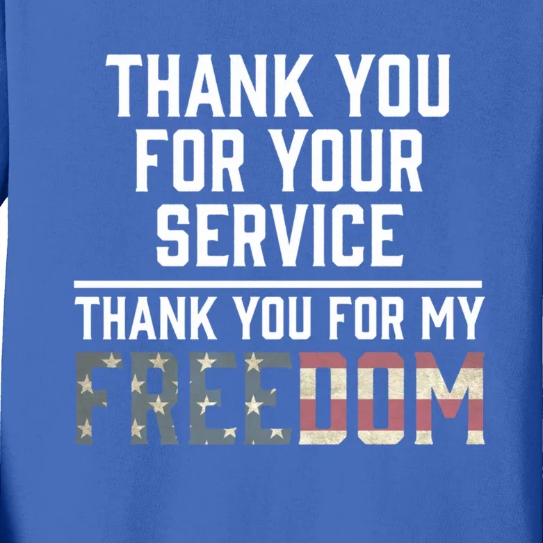 Thank You For Your Sacrifice God Bless America Veterans Gift Kids Long Sleeve Shirt