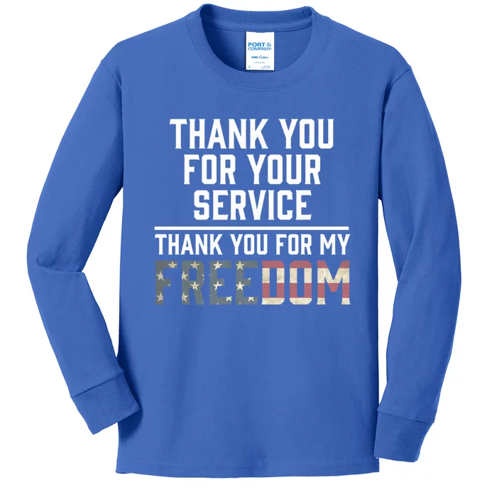 Thank You For Your Sacrifice God Bless America Veterans Gift Kids Long Sleeve Shirt