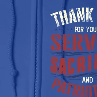 Thank You For Your Service Patriotic America Veteran's Day Gift Full Zip Hoodie