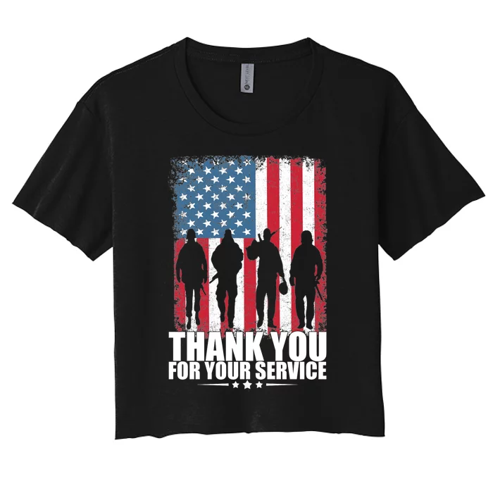 Thank You For Your Service Veteran Day Gift Women's Crop Top Tee