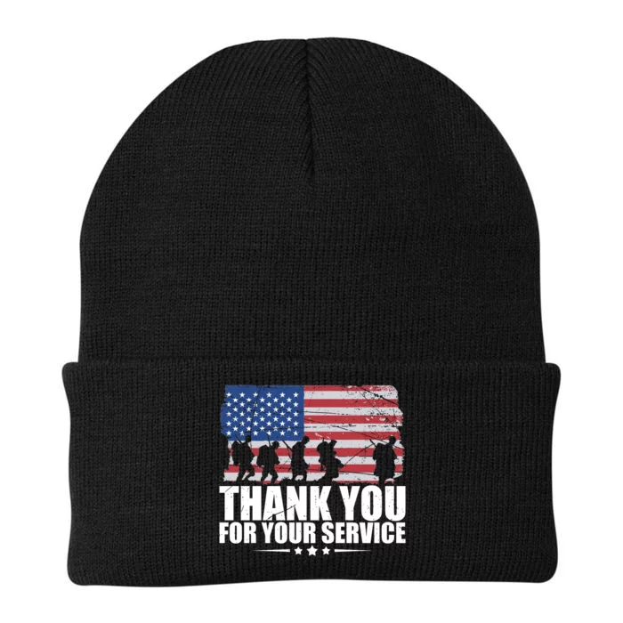 Thank You For Your Service Veteran Day Gift Knit Cap Winter Beanie