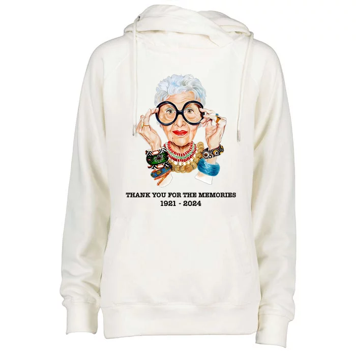 Thank You For The Memories Iris Apfel Womens Funnel Neck Pullover Hood