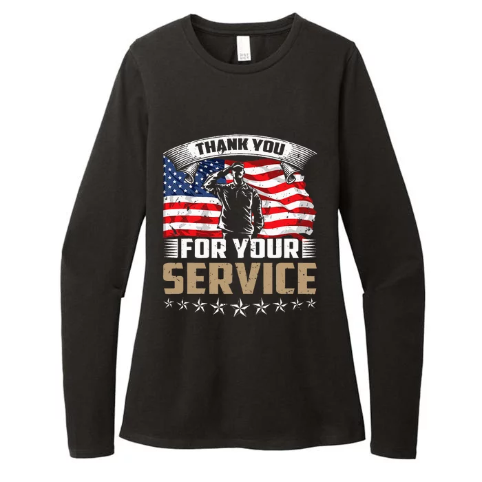 Thank You For Your Service American Flag Veteran Day Womens CVC Long Sleeve Shirt