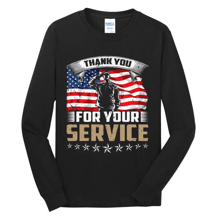 Thank You For Your Service American Flag Veteran Day Tall Long Sleeve T-Shirt