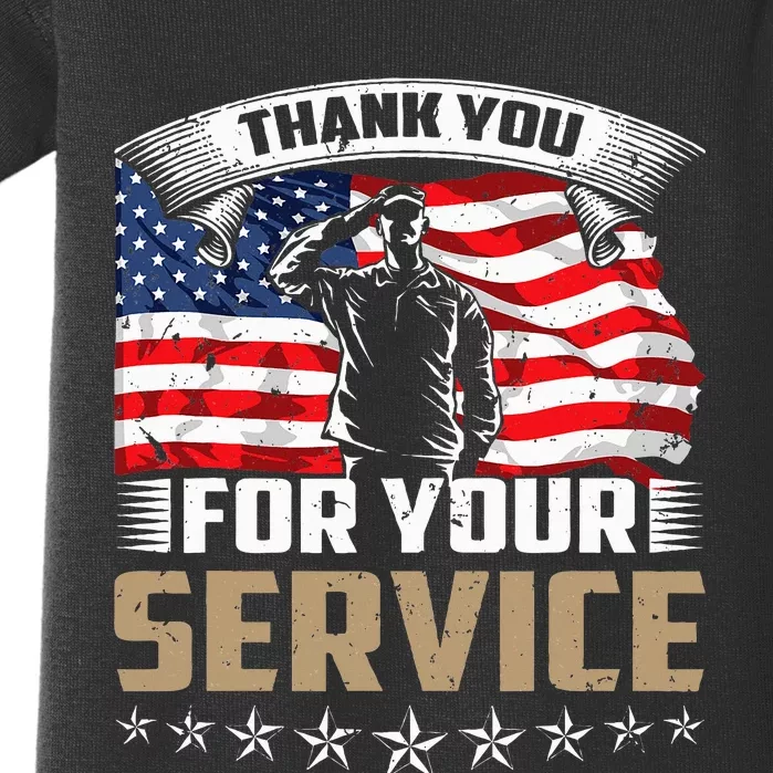 Thank You For Your Service American Flag Veteran Day Baby Bodysuit