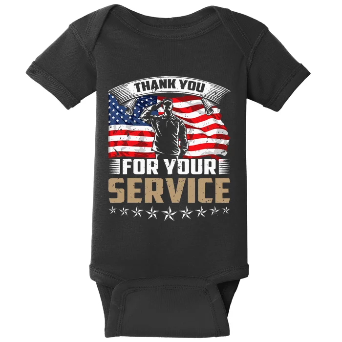 Thank You For Your Service American Flag Veteran Day Baby Bodysuit