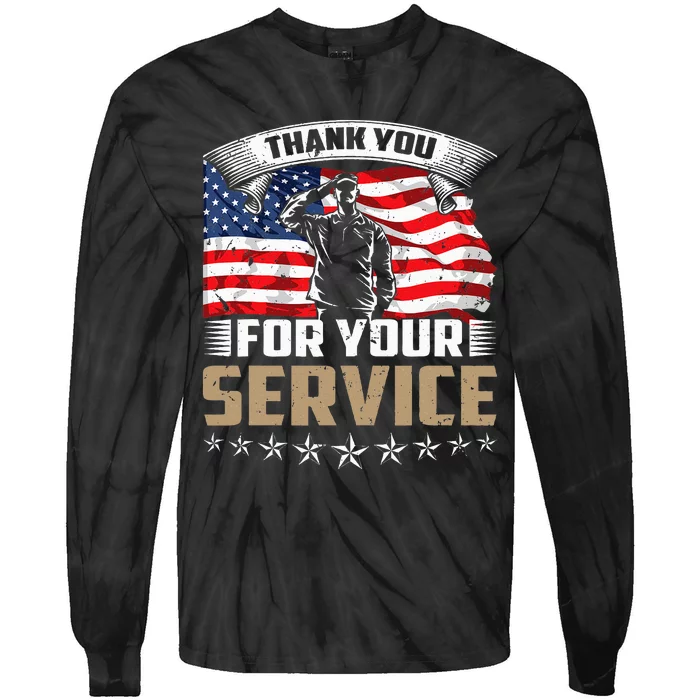 Thank You For Your Service American Flag Veteran Day Tie-Dye Long Sleeve Shirt