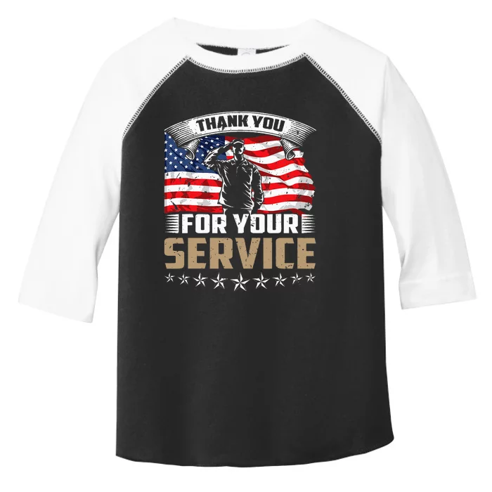 Thank You For Your Service American Flag Veteran Day Toddler Fine Jersey T-Shirt